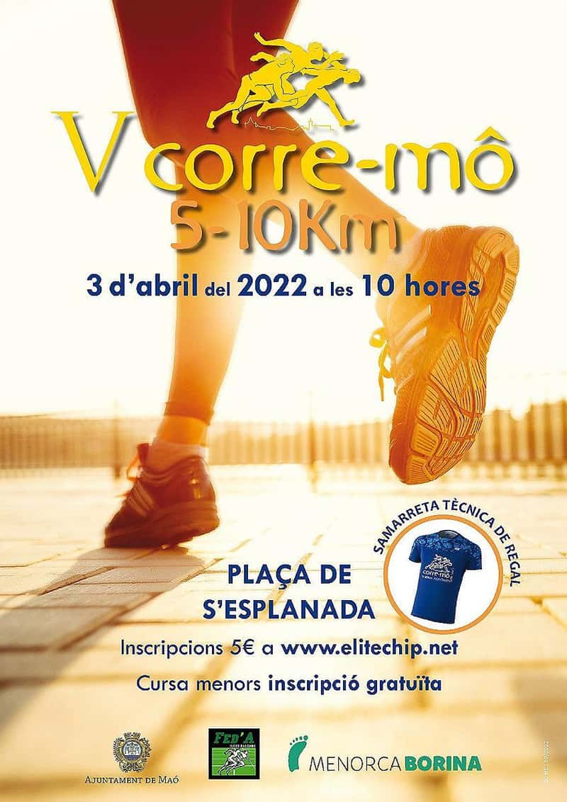 V Cursa Corre Mô 2022 en Maó (10km, 5km, 0.5km)
