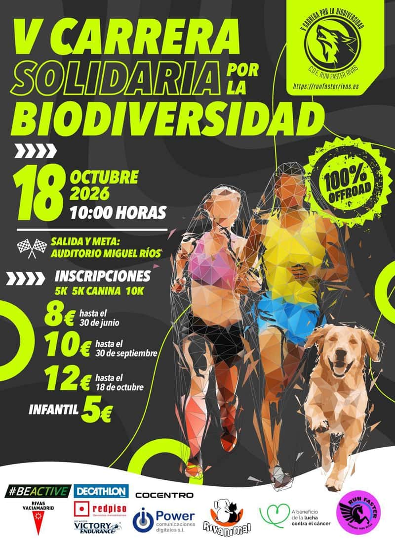 V CARRERA SOLIDARIA POR LA BIODIVERSIDAD en Rivas-Vaciamadrid (5km, 10km, 5km, 0.3km, 0.3km, 0.3km)