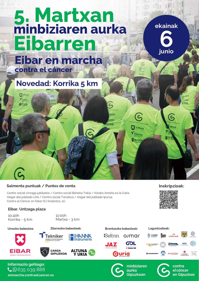 5. Martxan minbiziaren aurka Eibarren (Eibar en marcha contra el cáncer) en Eibar (5km, 3km)