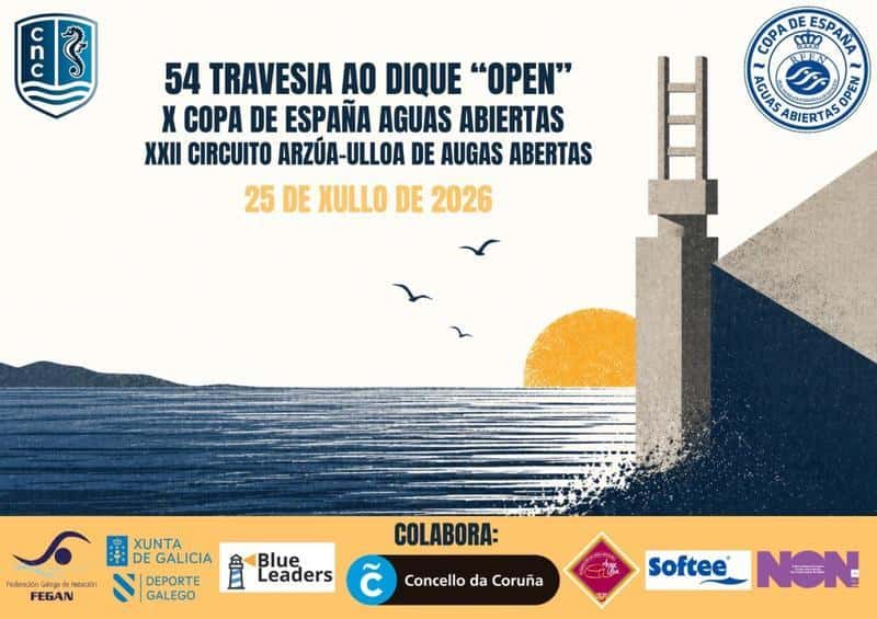 54 TRAVESIA AO DIQUE "OPEN" X COPA DE ESPAÑA AGUAS ABIERTAS XXII CIRCUITO ARZÚA-ULLOA DE AUGAS ABERTAS en La Coruña (3.5km, 1.2km)