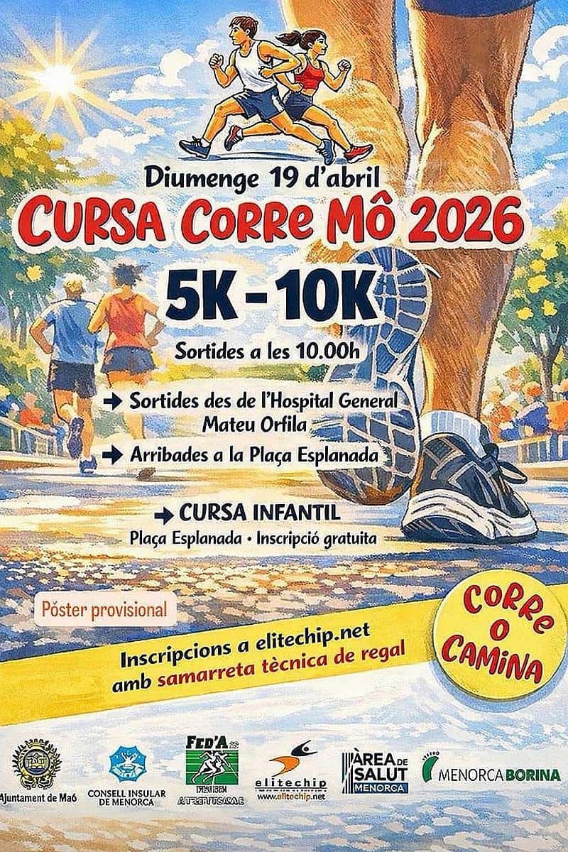 VIII Cursa Corre Mô 2026 en Maó (10km, 5km, 0.2km, 0.5km)