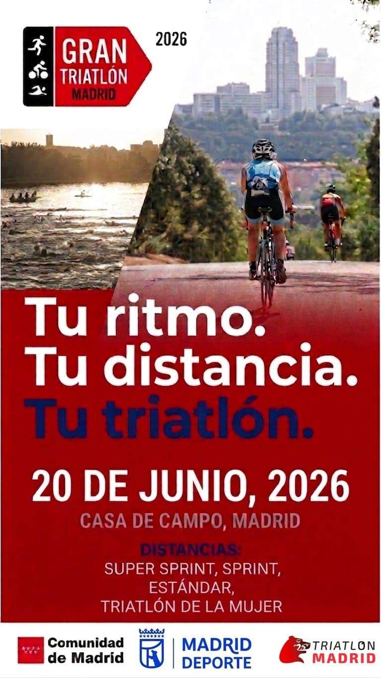 Gran Triatlón Madrid-2026 en Madrid (0.25km, 0.25km, 0.75km, 0.75km, 1.5km, 1.5km, 0.25km, 0.25km, 0.75km, 1.5km)