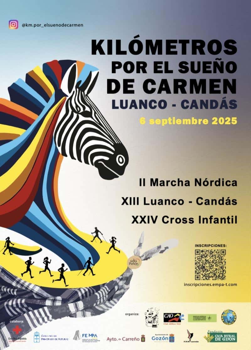 KILÓMETROS POR EL SUEÑO DE CARMEN 2026 en Candás (1km, 1km, 1km, 1km, 1km)