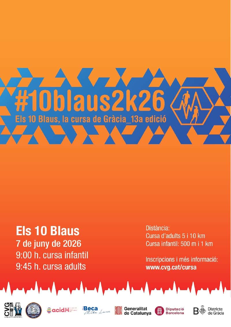 Cursa dels 10 Blaus de Gràcia 2026 en Barcelona (0.5km, 1km, 5km, 10km)