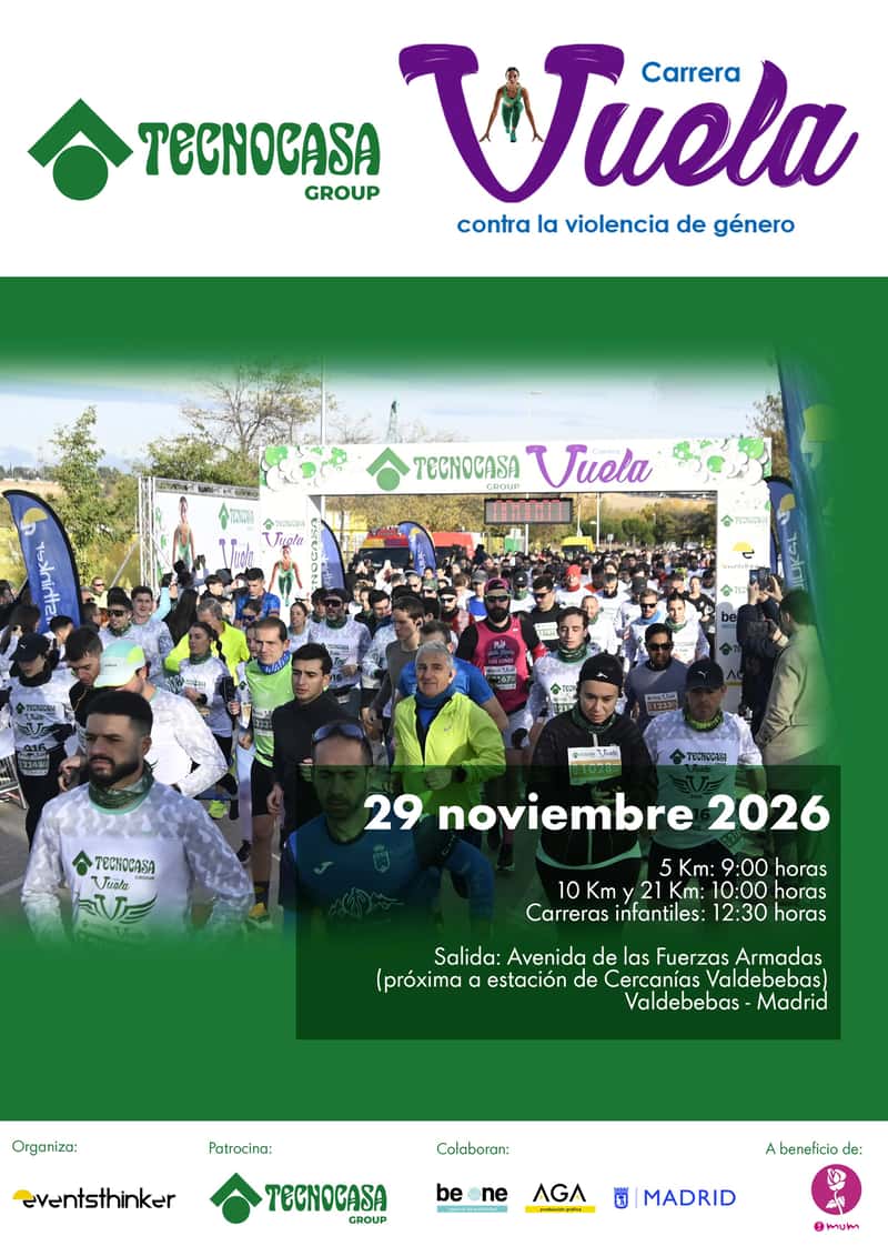 X Carrera TECNOCASA Vuela - Contra la violencia de género en Madrid (10km, 5km, 21.097km)