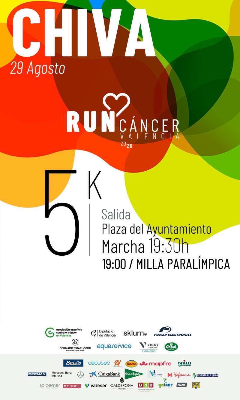 Chiva Contra el Cáncer 2026 en Chiva (5km, 5km, 1.609km)