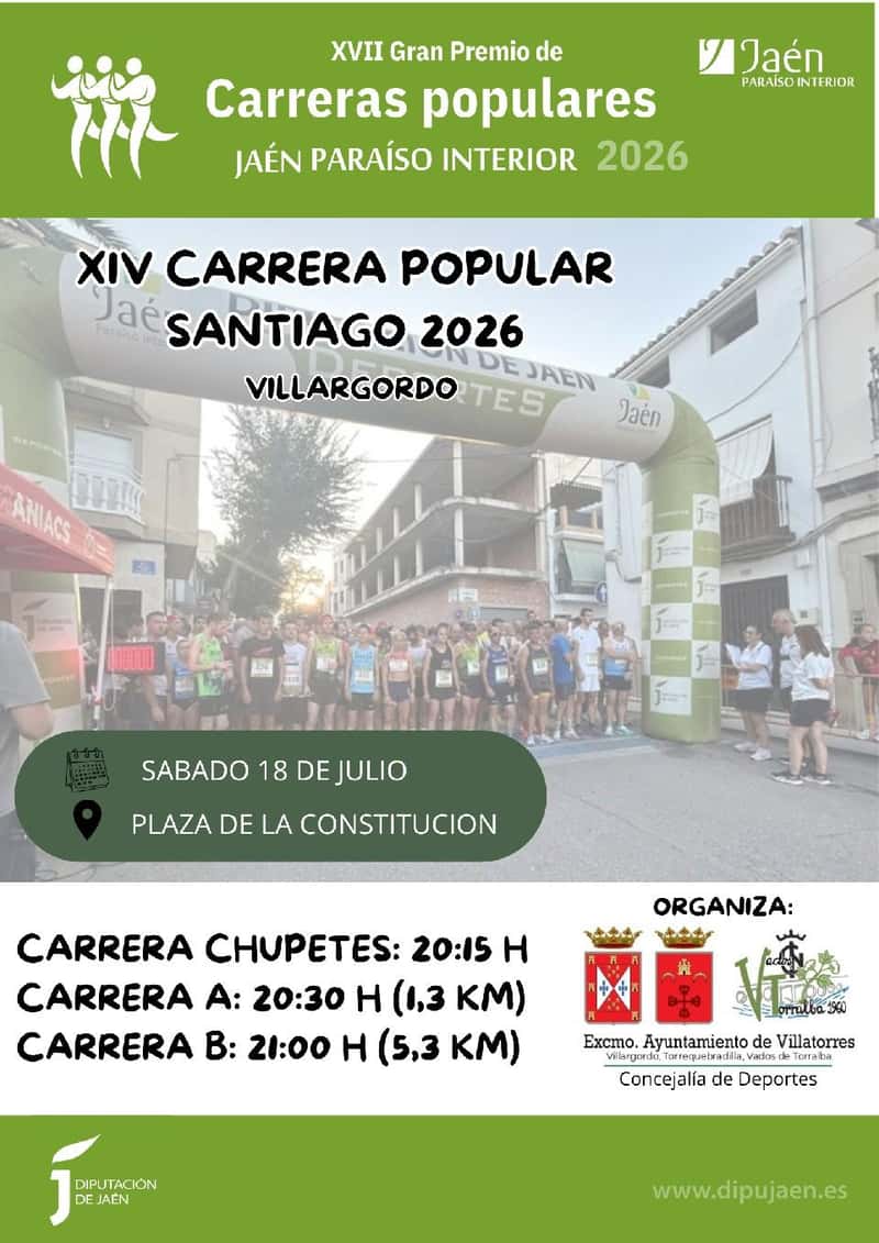 XIV Carrera Popular Santiago 2026 en Villargordo (0.3km, 1.3km, 5.3km)