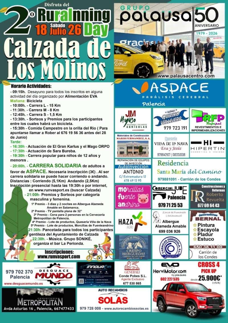 II CARRERA SOLIDARIA A FAVOR DE ASPACE CALZADA DE LOS MOLINOS en Calzada de los Molinos (5.1km, 2.5km)