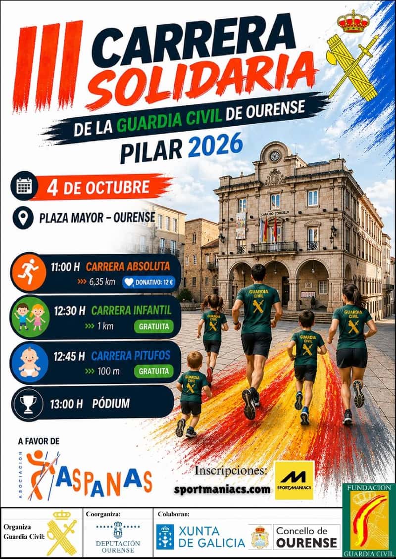 III Carrera Solidaria de la Guardia Civil de Ourense "Pilar 2026" en Maside (6.35km, 1km, 100m)