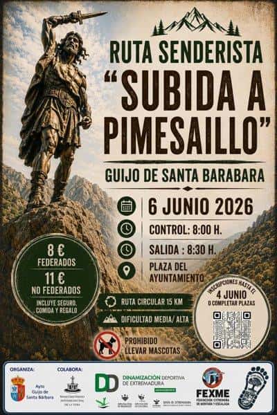 Ruta Senderista Subida a Pimesaillo en Guijo de Santa Bárbara (15km)