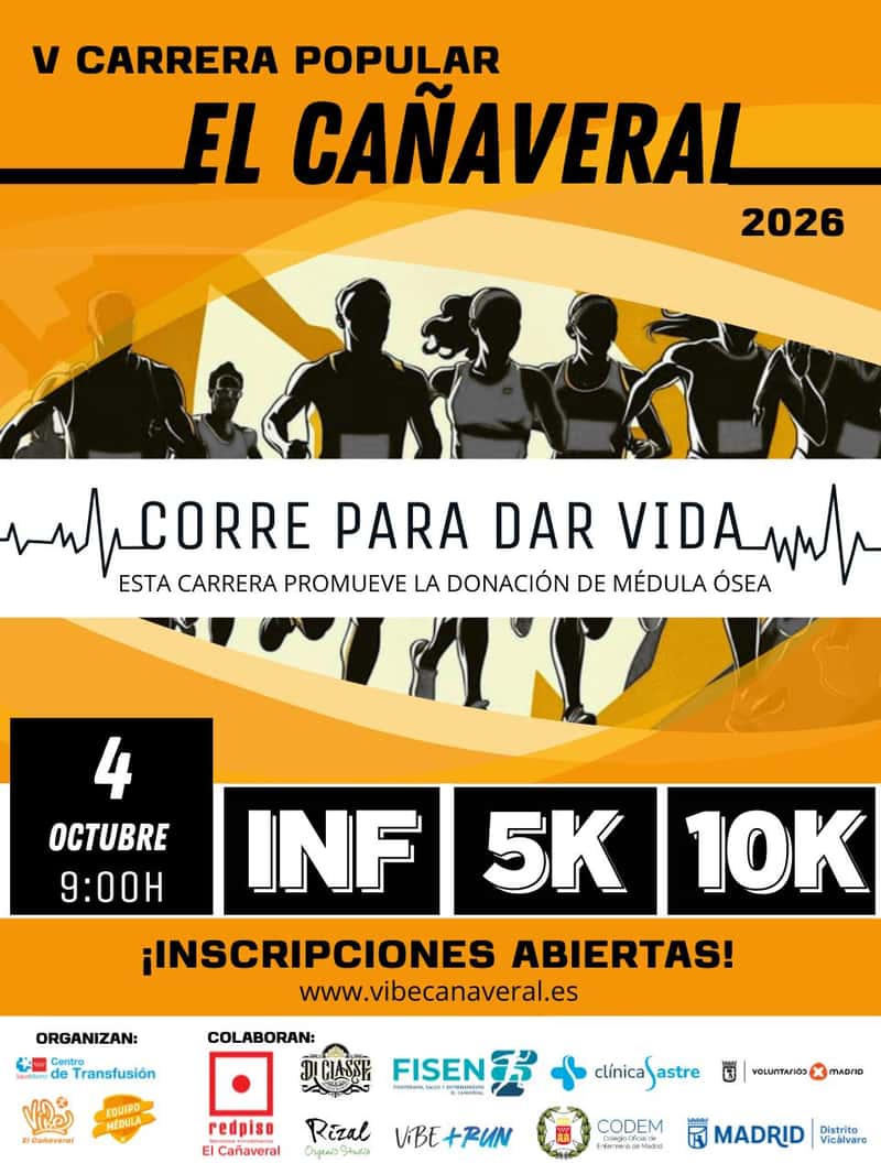 V Carrera Popular El Cañaveral Madrid 2026 | 10K, 5K y Carreras Infantiles | Corre para Dar Vida en Madrid (10km, 5km, 50m, 100m, 250m, 600m, 1300m)