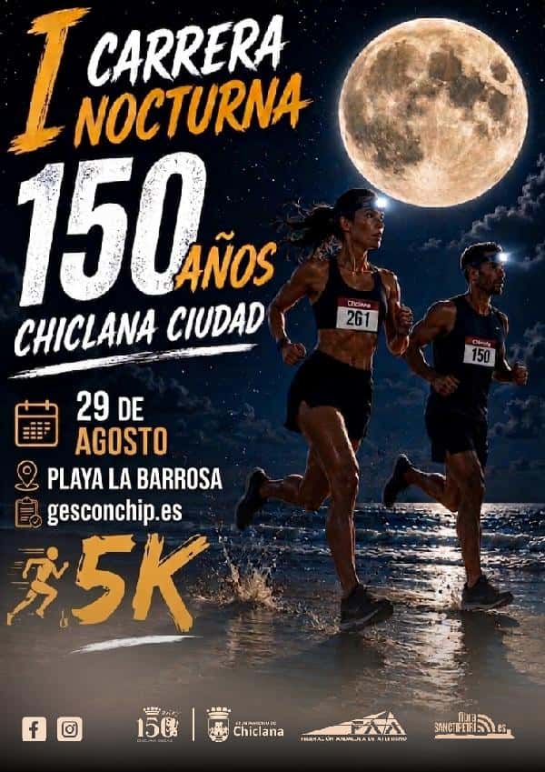 I Carrera Nocturna Playa de la Barrosa – 150º Aniversario Chiclana Ciudad en Chiclana de la Frontera (5km)