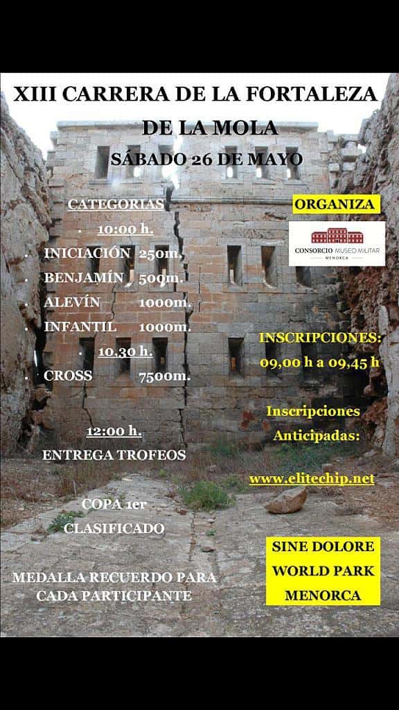 XIII Carrera Fortaleza de la Mola 2018 en Maó (250m, 500m, 1000m, 1000m, 7500m)