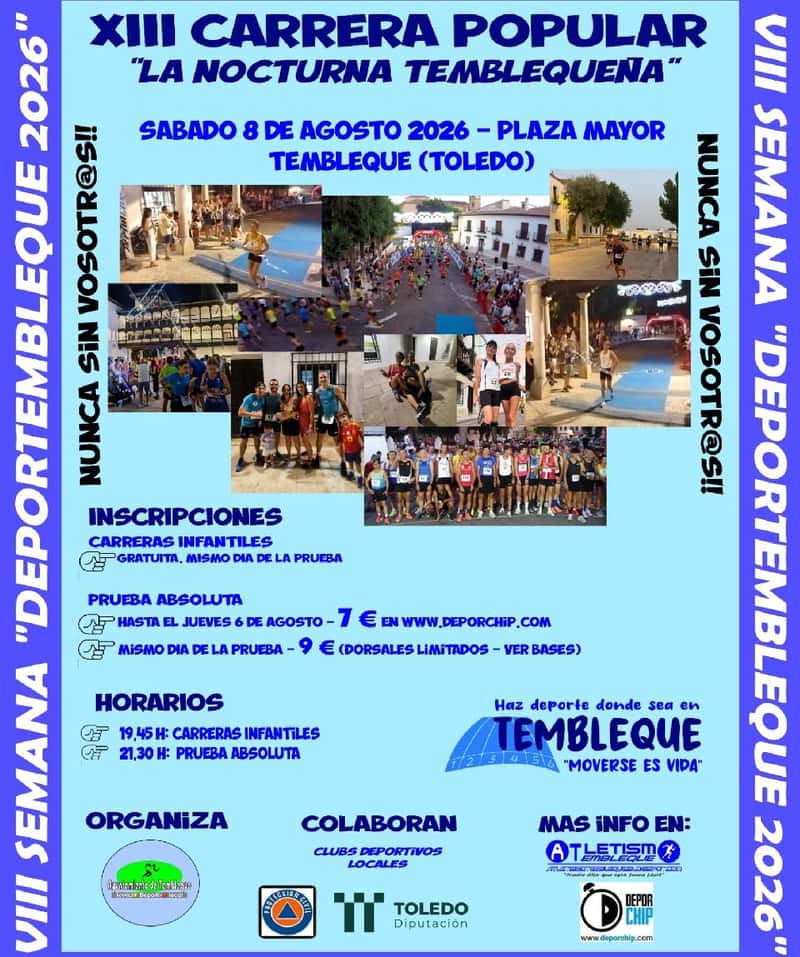 XIII Carrera Popular “La Nocturna Temblequeña” en Tembleque (1km, 6km)