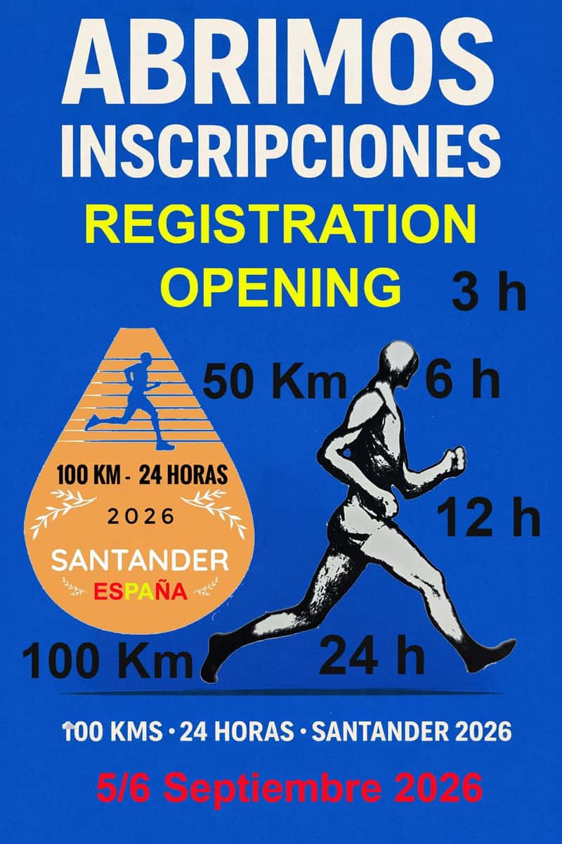 Festival Ultrafondo Santander 2026 en Santander (100km, 24h, 50km, 6h, 12h, 3h)