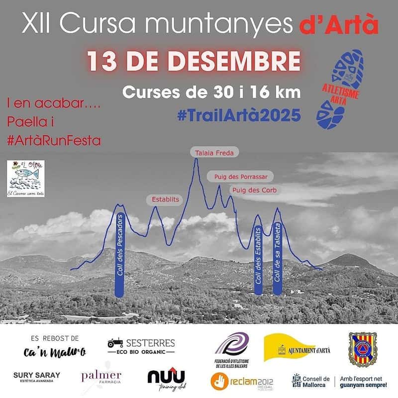 XII Cursa Muntanyes d'Artà. 2025 en Artà (30km, 16km)