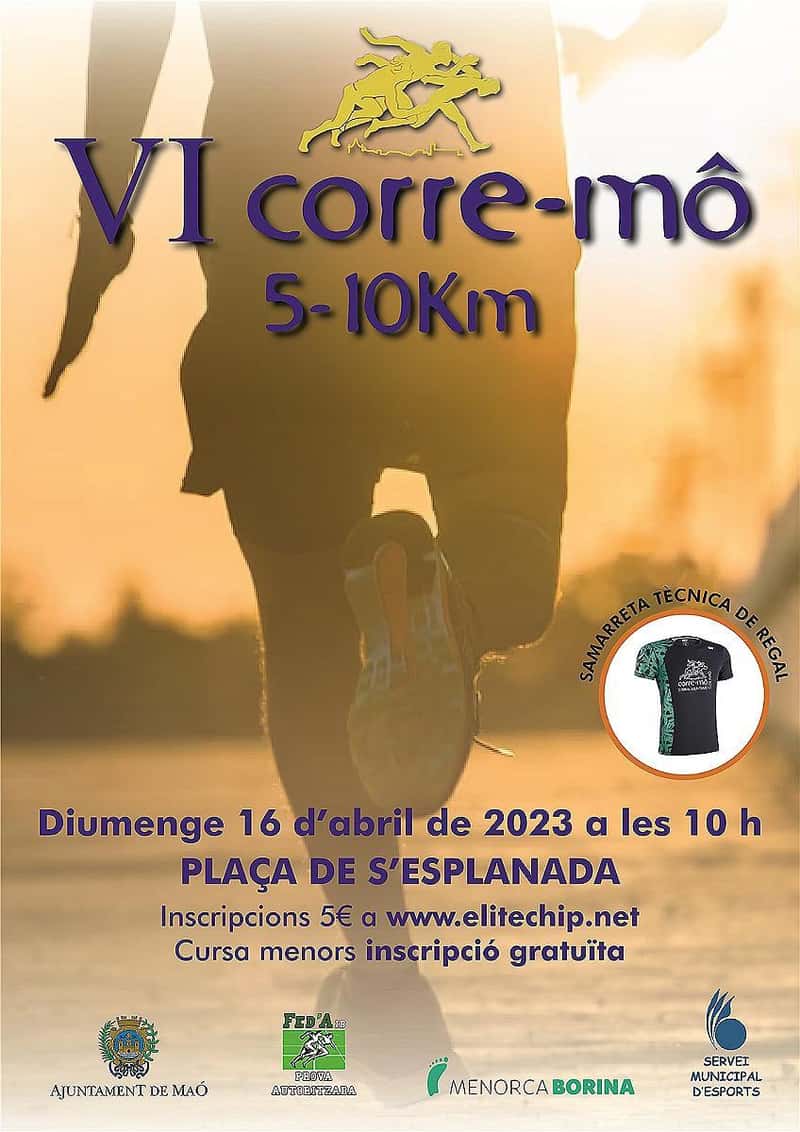 VI Cursa Corre Mô 2023 en Mahón (10km, 5km, 0.5km)