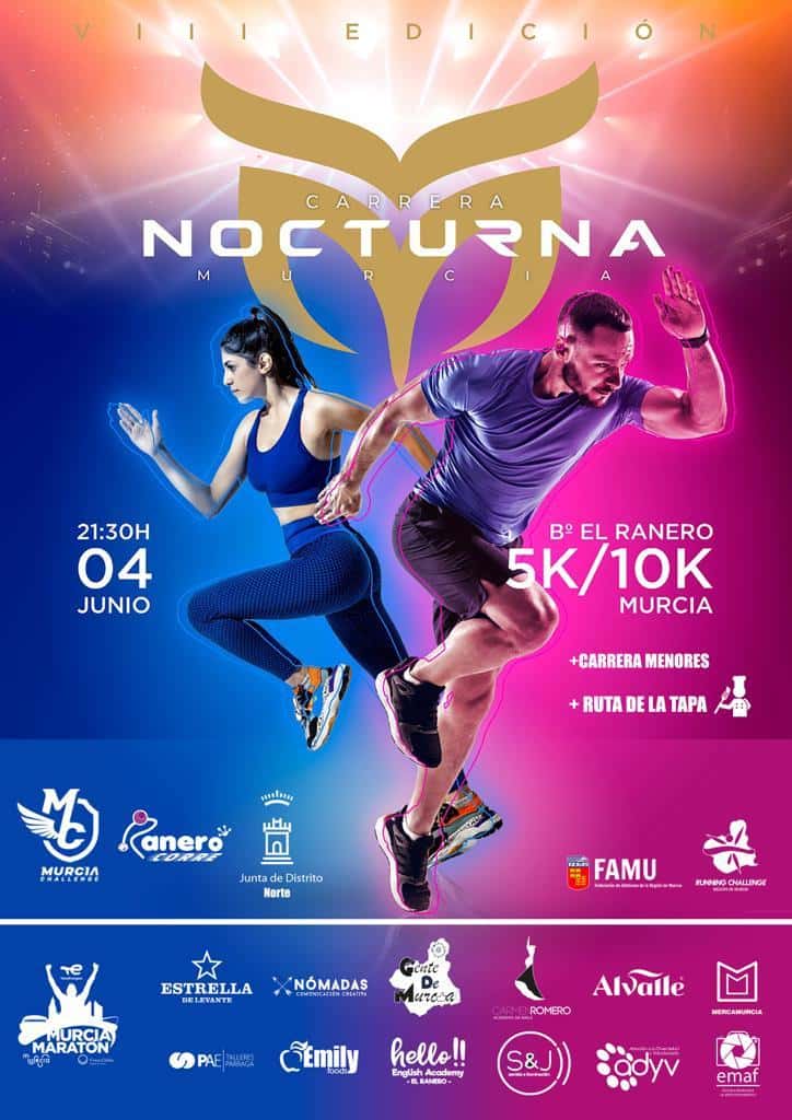 VIII Carrera Nocturna Murcia en Murcia (100m, 300m, 500m, 800m, 1200m, 10km, 5km, 5km)