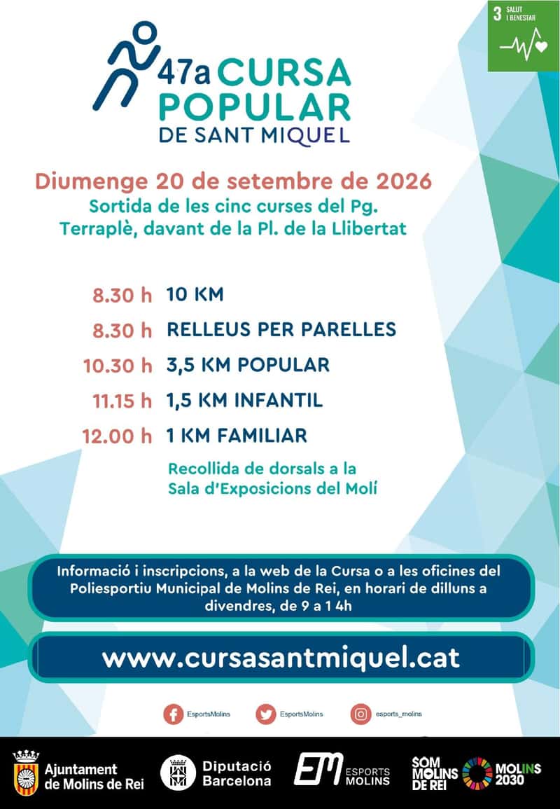 47a CURSA POPULAR DE SANT MIQUEL en Molins de Rei (10km, 10km, 3.5km, 1.5km, 1km)